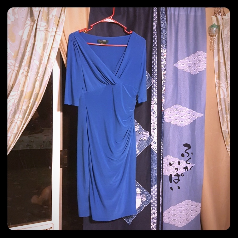 blue Ralph Lauren jersey stretch wrap dress 6